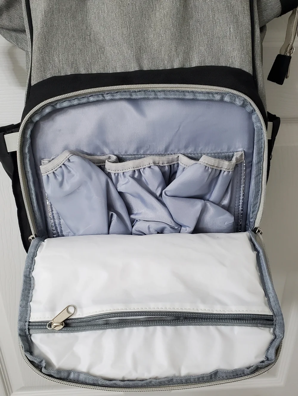 Upsmiles Black And Grey Backpack Diaper Bag With Silver Hardware GUC